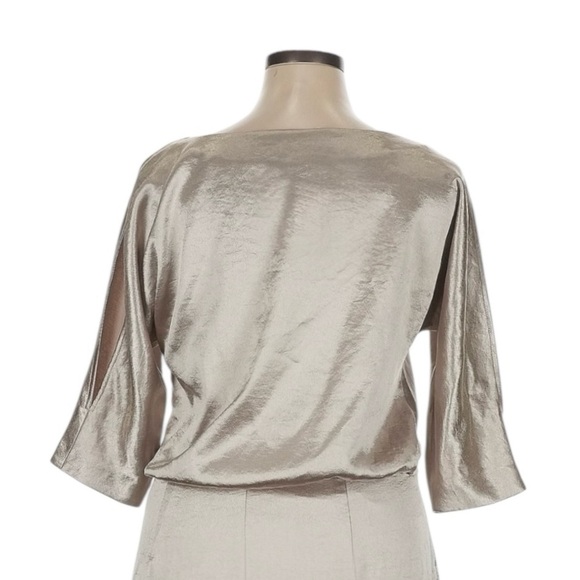 Banana Republic Monogram Metallic Blouson Dress NWT 16 Gold Sheen Party Cocktail - Picture 5 of 10
